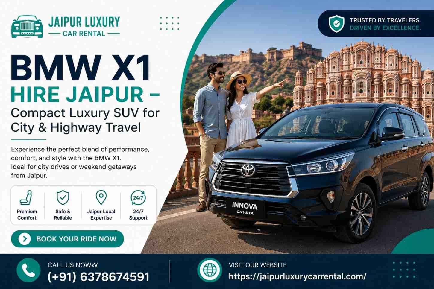 BMW X1 Hire Jaipur – Compact Luxury SUV for City & Highway Travel
