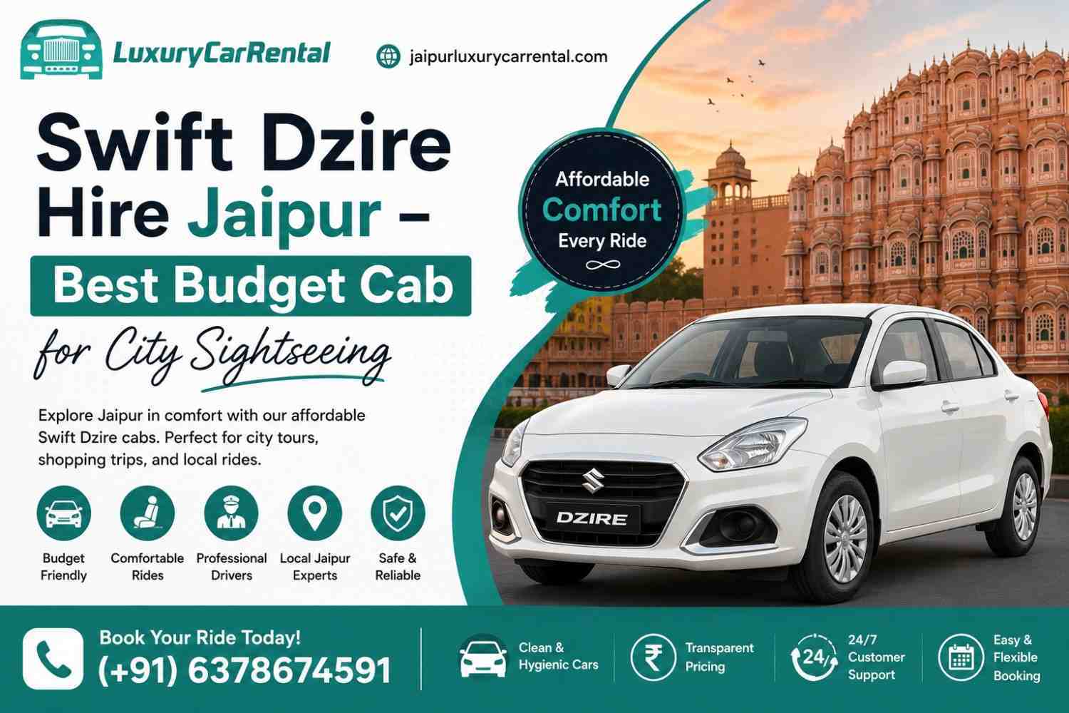 Swift Dzire Hire Jaipur – Best Budget Cab for City Sightseeing