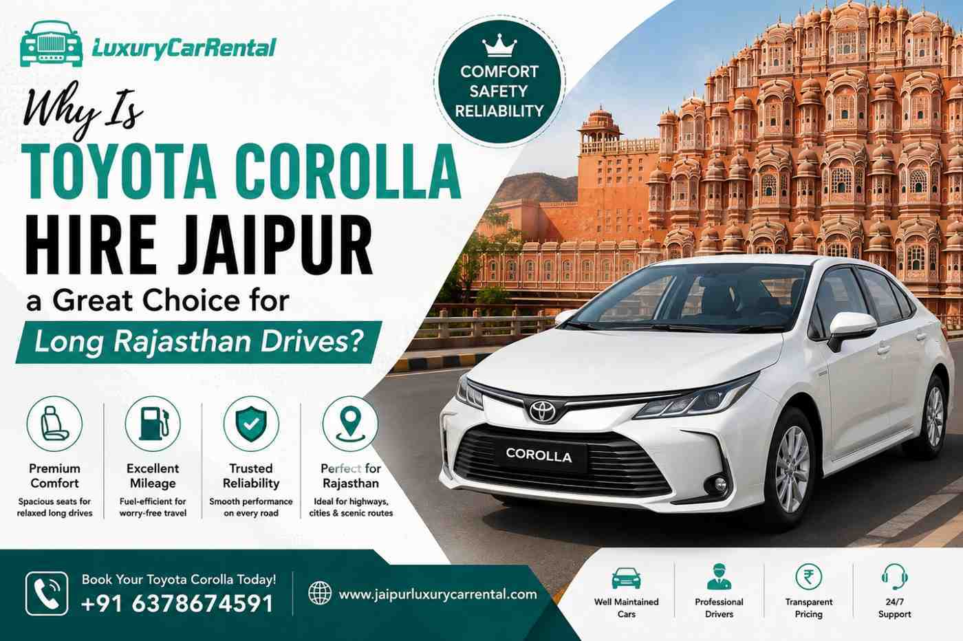 Why Is Toyota Corolla Hire Jaipur a Great Choice for Long Rajasthan Drives?